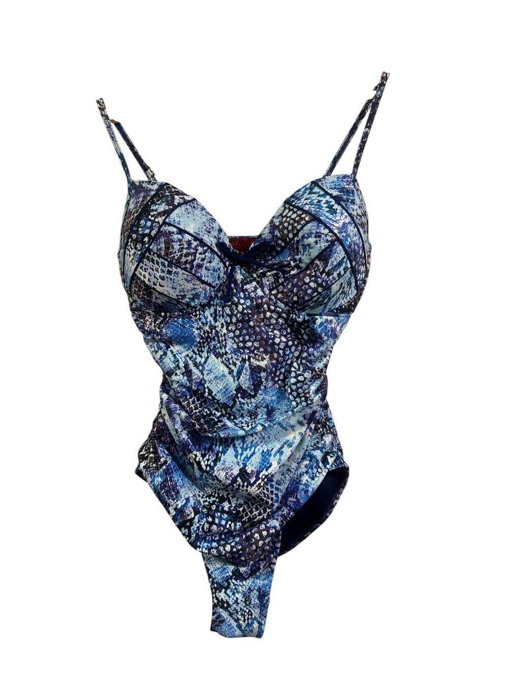 Spanx Blue Python Nile Bra-llelujah Underwire One-Piece Swimsuit D/DD